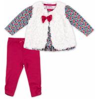 Набор детской одежды Luvena Fortuna для девочек: кофточка, красные штанишки и меховая Фото