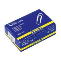 Скрепки канцелярские Buromax 28 мм, nickel-plated, rounded, 100 шт Фото