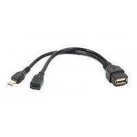 Переходник Cablexpert OTG USB 2.0 AF to Micro 5P M+F 0.15m Фото