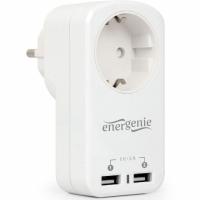 Зарядний пристрій EnerGenie 2 USB по 2.1A со сквозной розеткой Фото
