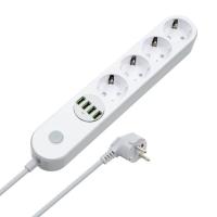 Сетевой фильтр питания ColorWay CW-CHE44W, 4 розетки/4USB White 2M Фото