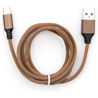 Дата кабель Vinga USB 2.0 AM to USB-C 1.0m nylon brown Фото