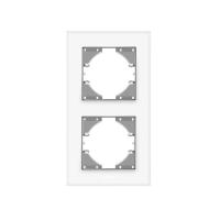 Рамка Videx BINERA белое стекло 2 поста вертикаль Фото