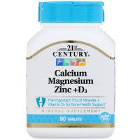 Вітамін 21st Century Кальций, магний, цинк + D3, 90 таблеток Фото