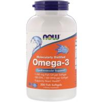 Жирные кислоты Now Foods Омега-3 1000мг, 180 EPA/120 DHA, Molecularly Disti Фото