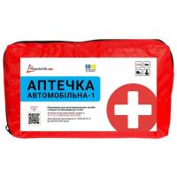 Автомобильная аптечка Poputchik 1 (АМА-1) по ГОСТ 3961-2000 футляр мягкий красный Фото