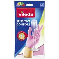 Перчатки хозяйственные Vileda Sensitive ComfortPlus латексные для деликатных раб Фото