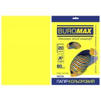 Бумага Buromax А4, 80g, NEON yellow, 20sh Фото