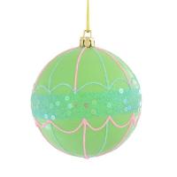 Елочная игрушка YES! Fun Зонтик шар, с глиттером и пайетками, зеленый Фото