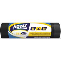 Пакети для сміття Novax із затяжками Чорні 35 л 15 шт. Фото