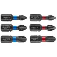 Набор бит Graphite ударных PH1 / 2/3, PZ1/2/3 x 25 мм, 6 шт. Фото