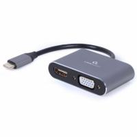 Перехідник Cablexpert USB-C to HDMI/VGA, 4К 30Hz Фото