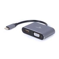 Перехідник Cablexpert USB-C to HDMI/VGA, 4К 30Hz Фото