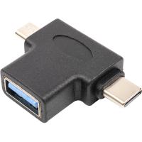 Перехідник PowerPlant USB 3.0 Type-C, microUSB (M) to USB 3.0 OTG AF Фото