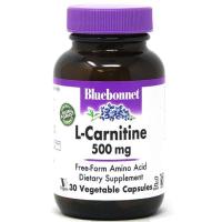 Аминокислота Bluebonnet Nutrition L-Карнітин 500 мг, L-Carnitin, 30 вегетаріанських Фото