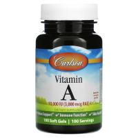 Витамин Carlson Витамин А, 10000 МЕ, Vitamin A, 100 желатиновых к Фото