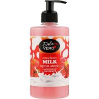 Жидкое мыло Dolce Vero Strawberry Milk з молочними протеїнами 500 мл Фото
