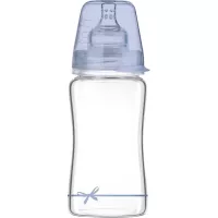 Бутылочка для кормления Lovi Diamond Glass Baby Shower скляна 250 мл Блакитна Фото