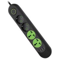 Сетевой фильтр питания Voltronic F01U, 2роз EU + 2роз Universal, 3*USB Black Фото