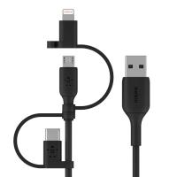 Дата кабель Belkin USB 2.0 AM to Lightning + Micro 5P + Type-C 1.0m b Фото