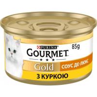 Вологий корм для кішок Purina Gourmet Gold. Соус Де-Люкс з куркою 85 г Фото