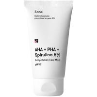 Маска для лица Sane AHA + PHA + Spirulina 5% Face Mask Против токсинов Фото