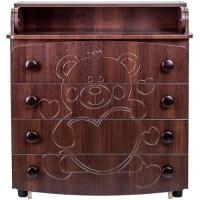 Комод-пеленатор Angelo Мишка с сердцем (орех) 90х51х90 Фото