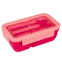 Ланч-бокс детский Yes Fusion 850 мл с принадлежностями розовый Фото