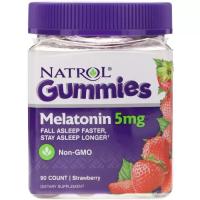 Аминокислота Natrol Мелатонин, Со Вкусом Клубники, 5 мг, 90 жевательн Фото