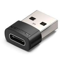 Переходник Vention USB 2.0 AМ to USB Type-C (F) Black PVC Фото