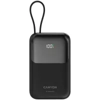 Батарея універсальна Canyon 10000mAh OnPower 101 PD/22.5W built-in cable Black Фото
