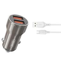 Зарядное устройство XO CC48 2.4A/2 USB + microUSB Grey Фото