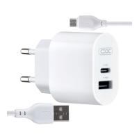 Зарядное устройство XO L97 (1Type-C/1USB/2.4A) + USB - MicroUSB White Фото