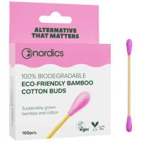 Ватные палочки Nordics Бамбуковые Розовые 100 шт. Фото