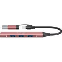 Концентратор Canyon hub DS-02 4in1 USB-A/C Pink Фото
