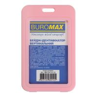 Бейдж Buromax вертикальный, 69 х 111мм, PP+PVC, розовый Фото