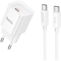 Зарядний пристрій HOCO C146A Charm USB-C PD20W + cable USB-C to USB-C Whi Фото