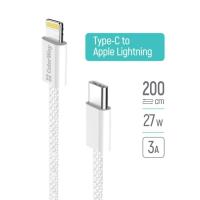Дата кабель ColorWay USB-C to Lightning 2.0m PD 27W braided gray Фото