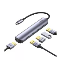 Концентратор Ugreen USB-C to 4xUSB 3.0 + HDMI CM417 gray Фото