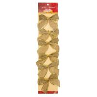 Прикраса декоративна Chomik Бант текстильний 6 шт, 10 см, золотистий Фото