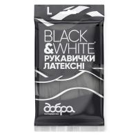 Перчатки хозяйственные Добра Господарочка Black&White Латексные Размер M Фото