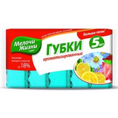 Губки кухонные Мелочи Жизни ароматизированные Цветы 5 шт Фото