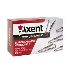 Скрепки канцелярские Axent triangular, nickel-plated, with a bend, 25мм 100шт Фото 1