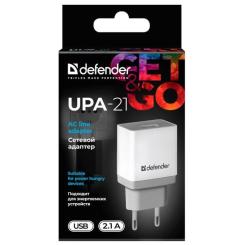 Зарядное устройство Defender UPA-21 white, 1xUSB, 5V / 2.1A Фото 3