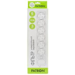 Сетевой фильтр питания Patron 3m (SP-1063W), 6 розеток White Фото 1
