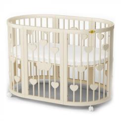 Кроватка Ingvart SMART BED ROUND с сердечками сл. кость Фото
