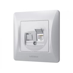 Компьютерная розетка Videx BINERA CAT6 одинарная сереб Фото 1