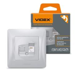 Компьютерная розетка Videx BINERA CAT6 одинарная сереб Фото 3