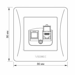Компьютерная розетка Videx BINERA CAT6 одинарная сереб Фото 5