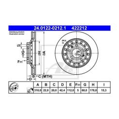 Тормозной диск ATE 24-0122-0212-1-02 Фото 2